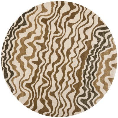 Safavieh Soho hand-Tufted Wool Beige/Brown Area Rug Rug Size: Round 6'