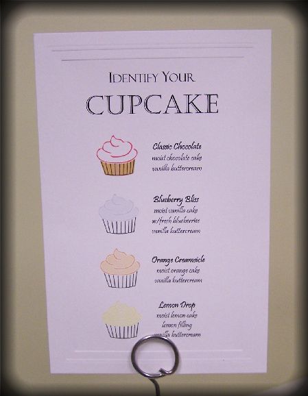 Cupcake Display Menu Card Cupcake Display Menu Card