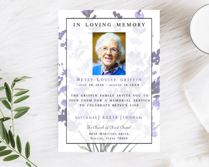 EDITABLE Lavender Memorial Service Announcement TEMPLATE Etsy In EDITABLE Lavender Memorial Service Announcement TEMPLATE Etsy In