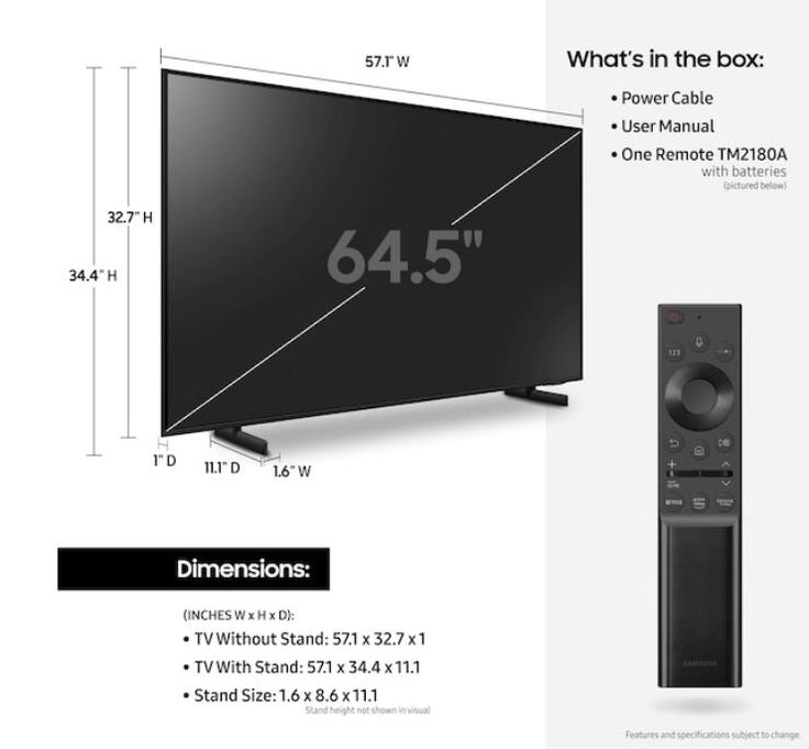 65 inch tv size comparison