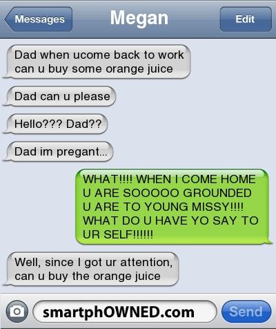 Lol. Poor dad had a heart attack all because his daughter wanted oj