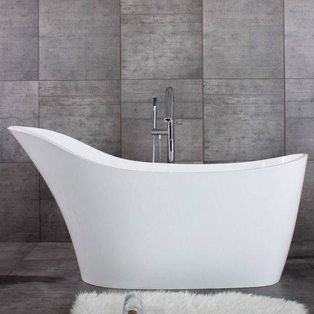 68 Freestanding Solid Surface Stone Resin Slipper Bathtub With Drain And Overflow In Glossy Matte White Slipper Bathtub Bathtub Free Standing Bath Tub