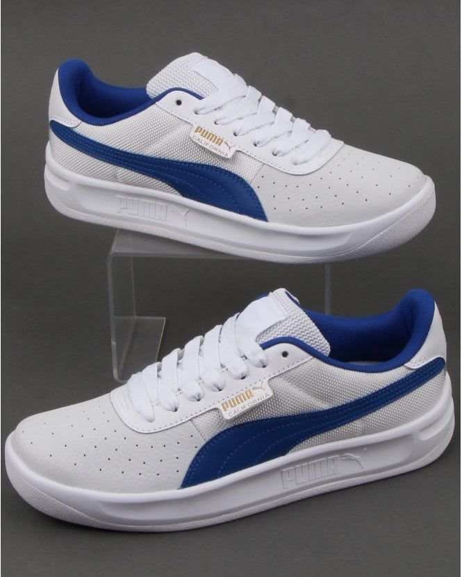 puma white blue shoes