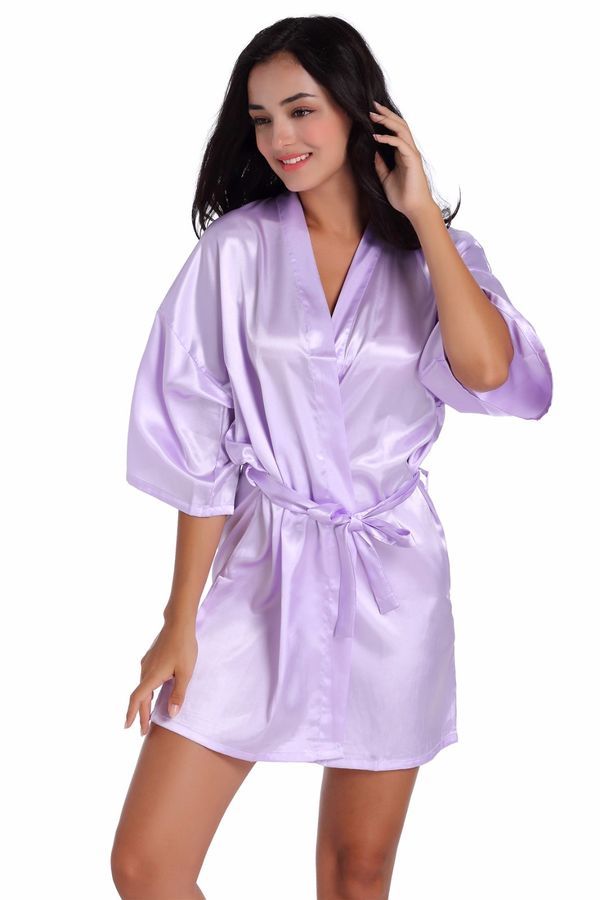 Women Satin Silk Wedding Floral Robe Bridesmaid Bride Maid Of Honor Mother Gown