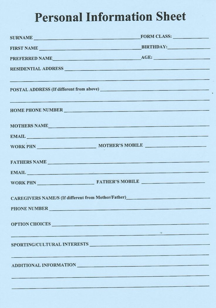 personal information sheet jpg 1122 215 1600 data form personal data form template download free
