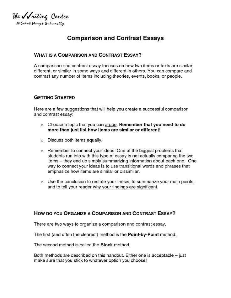 compare and contrast essay point