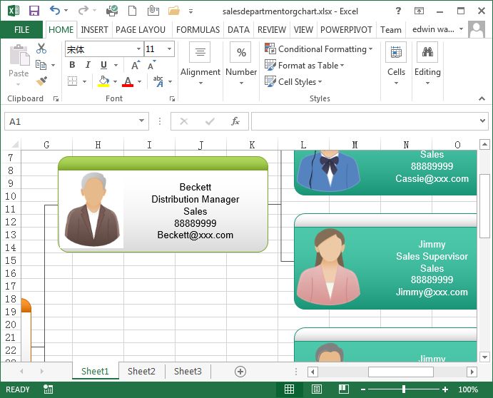 excel organizational chart
