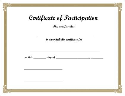 printable certificate of participation certificate of participation templates blank certificates 52 free printable certificate template examples in pdf