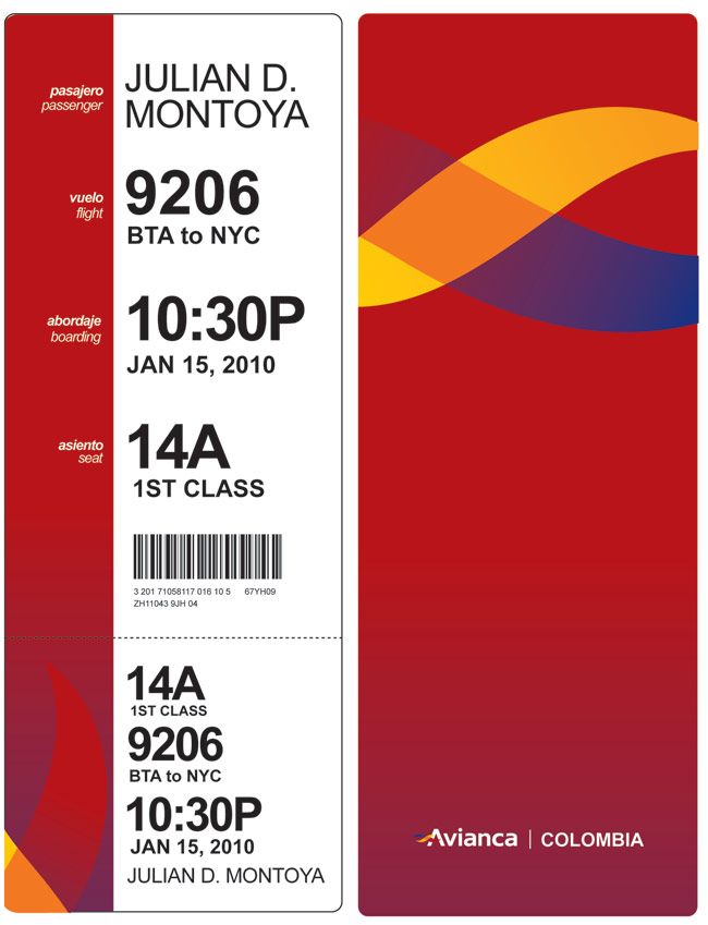 Avianca boarding pass design I think this design wastes a lot of - boarding pass template Avianca boarding pass design I think this design wastes a lot of - boarding pass template