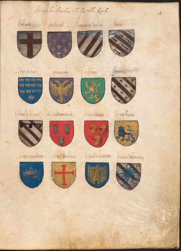 Strengthhasarrived Coats Of Arms Some Knights The Round Table From A 16th Century French Mcript Arthurian King Arthur History Meval Paintings Arthurian King Arthur History, Was Percival A Knight Of The Round Table