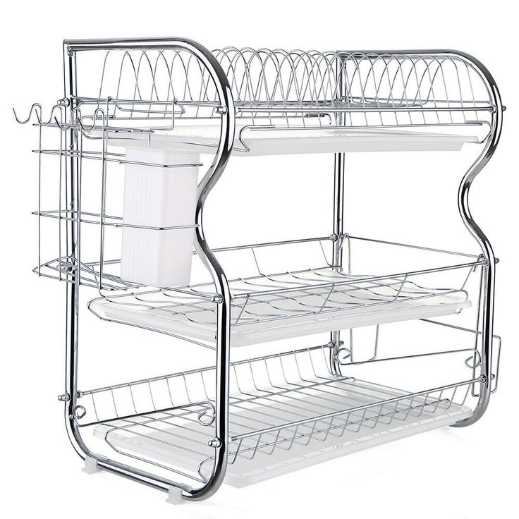 Kitchen Dish Cup Drying Rack Holder Sink Drainer 3-Tier Stainless Steel P0N2 Kitchen Dish Cup Drying Rack Holder Sink Drainer 3-Tier Stainless Steel P0N2