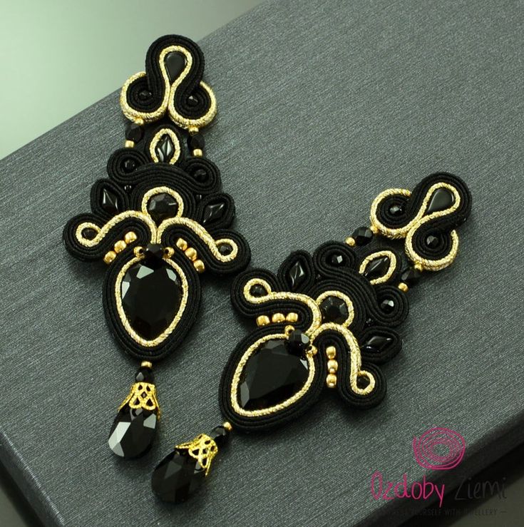 Gorgeous Long Black Ang Gold Chandelier Earrings Crystal Small Studs Gold Chandelier Earrings, Black And Gold Chandelier Earrings Long