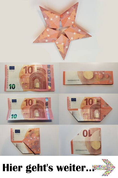 Stern aus 5 Geldscheinen falten - Diese Anleitung zeigt Dir, wie aus 5 Geldschei...