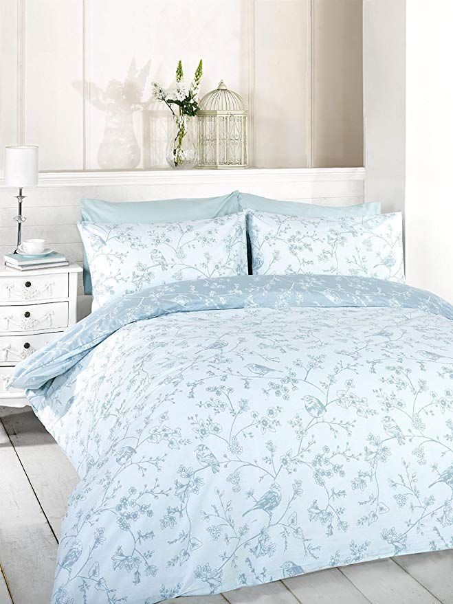 Signature Home French Bird Toile Duvet Cover Set With Pillowcases Blue King Size By Bedding Sets Covers French Bird Toile Duvet Cover, Blue Toile King Size Bedding