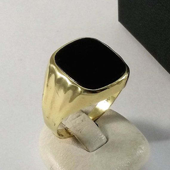 3 Mm Ring Gold 333 Stein Onyx Schwarz Elegant Rar Gr176 Etsy Rings Gold Rings Onyx