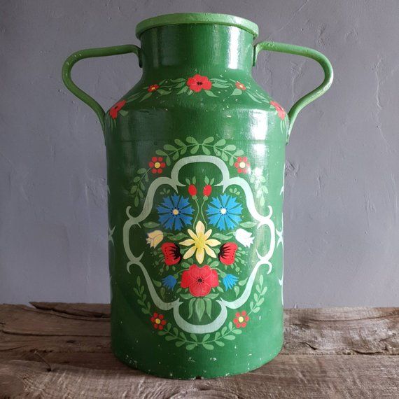 Hand Painted Milk Churn Planters in Various Colours