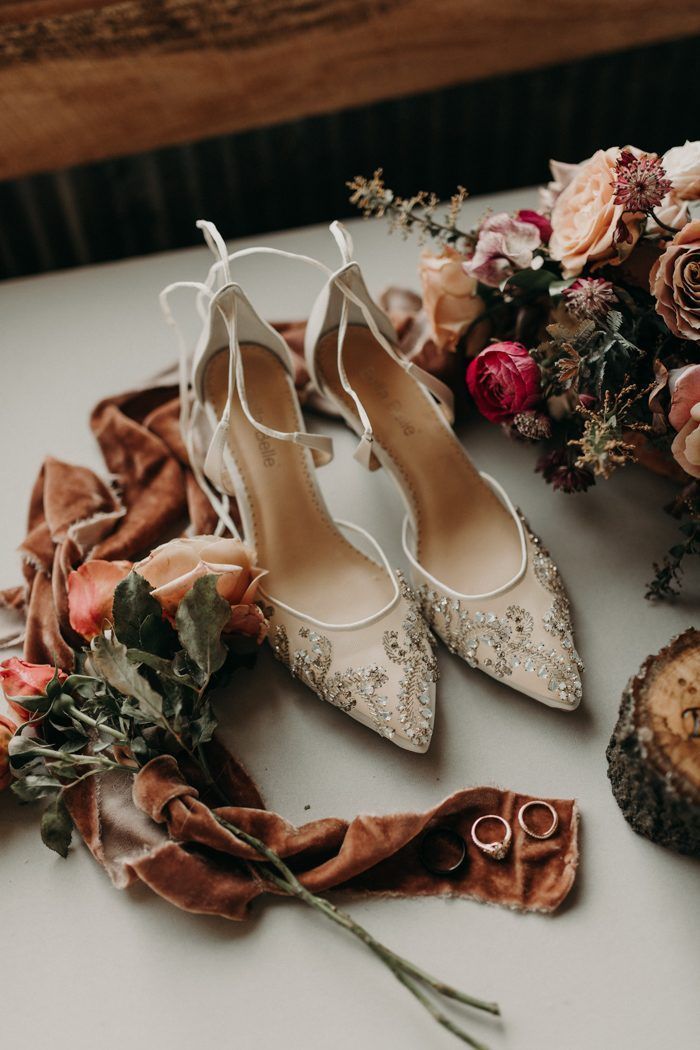 Elegant and vintage inspired wedding shoes with a touch of sparkle