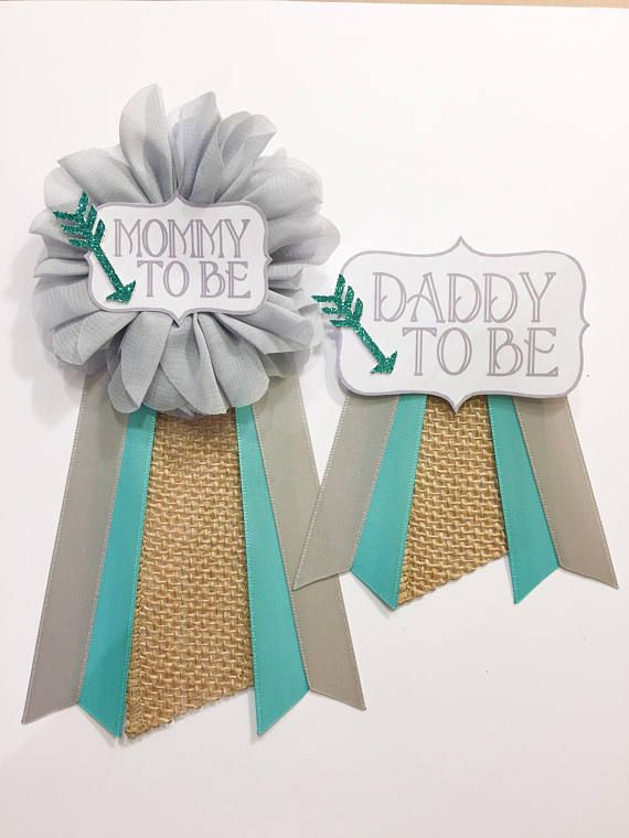 Baby Shower Gray Teal Arrow burlap Baby Boy Shower Pin Corsage Glitter Mommy Mom New Mom Its a boy baby shower pin mommy to be pin