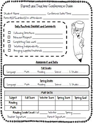 conference sheets for teachers