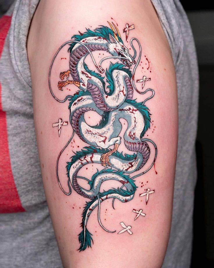 Haku, tattoo by © Oozy Tattoo em 2020 A viagem de chihiro, Tatuagens