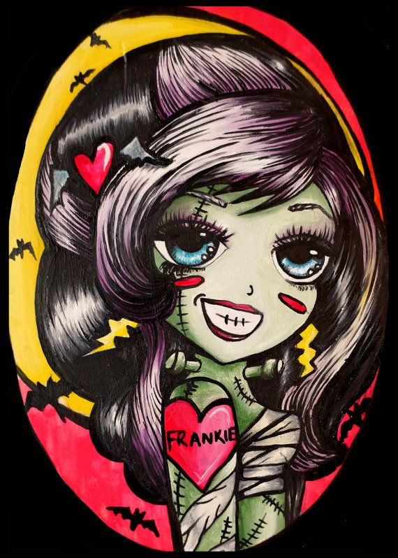 frankensteins monster girlfriend satin paper print by pajamasquid 1500 cute halloween decorationsfrankensteins