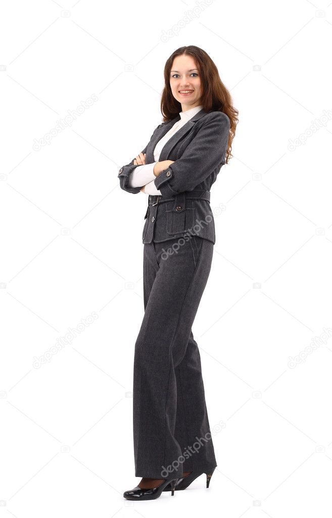 Download Confident Business Woman Standing Full Length In Black