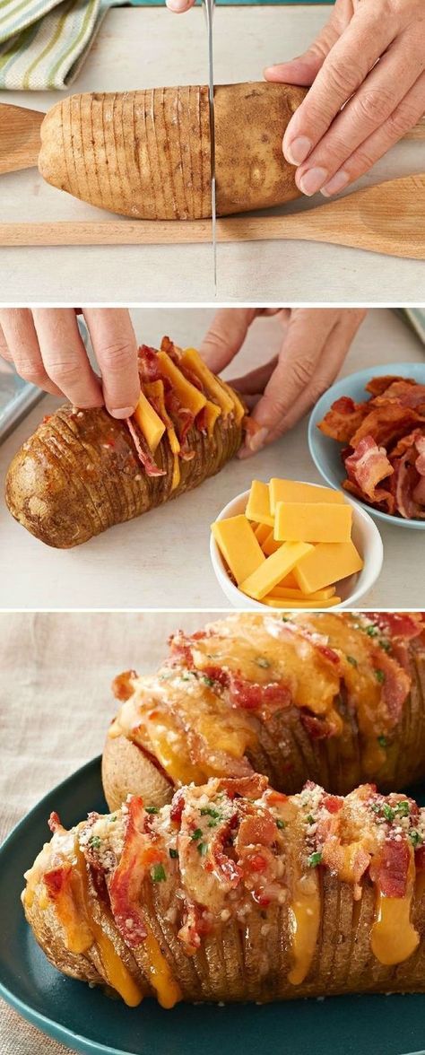 the instructions for how to make bread with cheese and bacon on it are shown in three different pictures