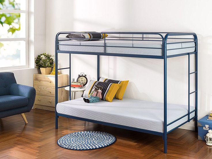 Zinus Hani Easy Assembly Quick Lock Metal Bunk Bed Twin Over Full Walmart Com Metal Bunk Beds Bunk Bed Steps Bunk Beds