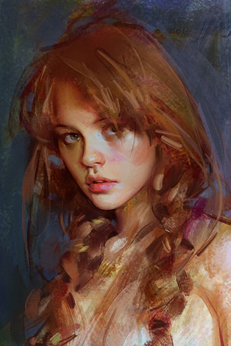 Wangjie Li {figurative art beautiful female redhead grunge young woman