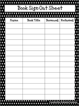 27 best sign out sheets images on pinterest classroom decor book sign out sheet template