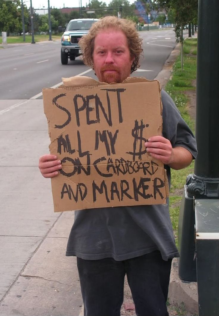 20 Homeless People with the Funniest Cardboard Signs Funny homeless