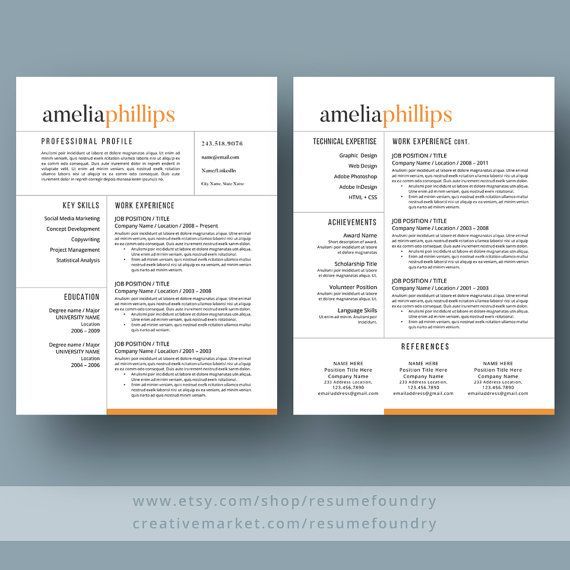 Welcome to the Resume Foundry, we are here to help you invest in the most important document you will every create! Our professionally designed templates are easily customizable, you can update the colors, fonts, headings and layout to create a piece that’s uniquely your own. No advanced design skills are necessary. WE ARE HERE FOR YOU AT EVERY STEP, CONTACT US VIA ETSY OR ResumeFoundry@outlook.com ______________________________________________________________ INCLUDES • Resume template
