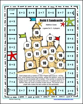 Build A Sandcastle Addition Board Game By Games 4 LearningThis Math Practices Build A Sandcastle Addition Board Game By Games 4 LearningThis Math Practices