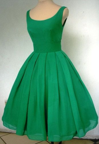 Best 25 50s Style Clothing Ideas On Pinterest Retro Fashion Tea Length 50s Style Dress In Emerald Chiffon Made To Order