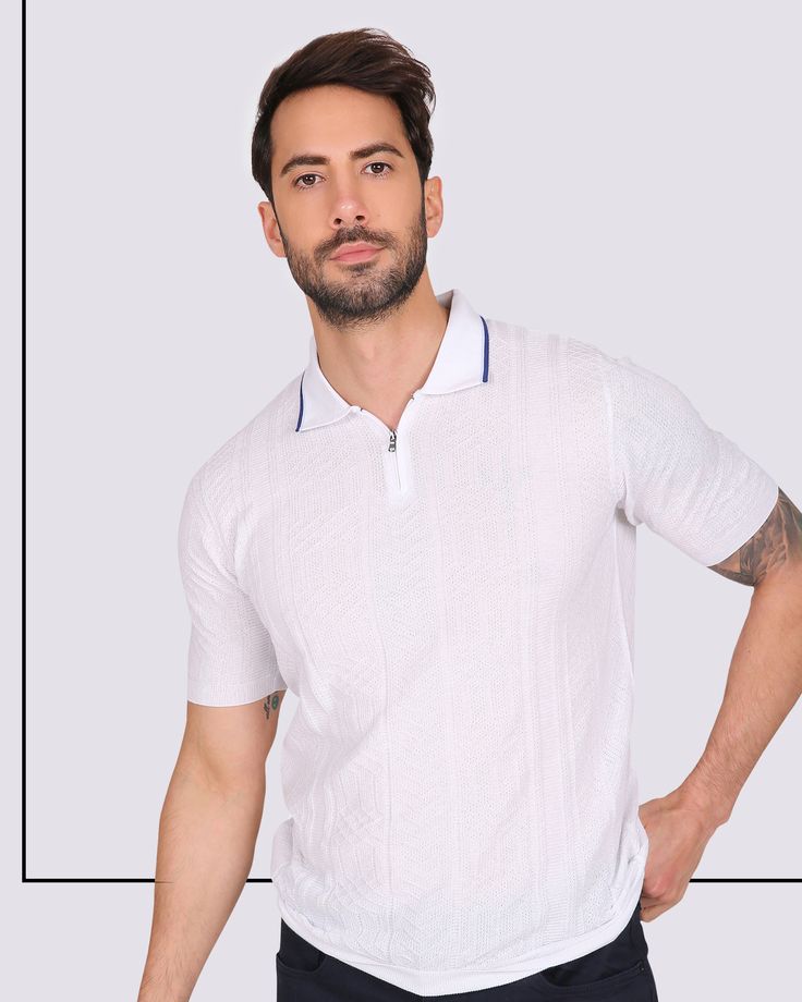 Stok Kodu 4094 Kf Ferraro Erkek Desenli Polo Yaka Fermuarli Triko T Shirt Renk Secenekleri Beyaz Bordo Hardal Laciv Polo Triko Erkek Giyim