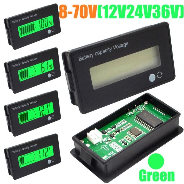 LED Level Indicator Voltmeter Lead Acid LiFePO4 Lithium Li-ion Battery Capacity