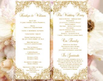 Wedding Ceremony Program Template Vintage Gold Order Of Service Wedding Ceremony Program Template Vintage Gold Order Of Service Word Doc Also For 50th Anniversary Instant Pas Ideas In