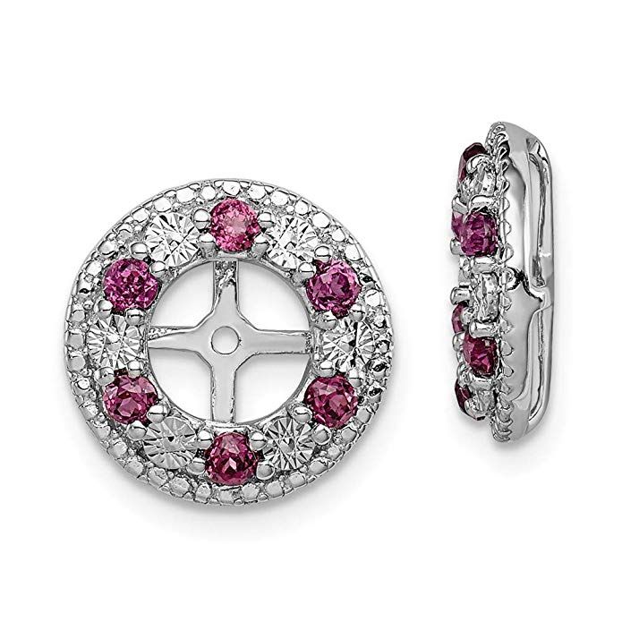 FB Jewels Solid Sterling Silver Rhodium Rhodolite Garnet Earring Jacket
