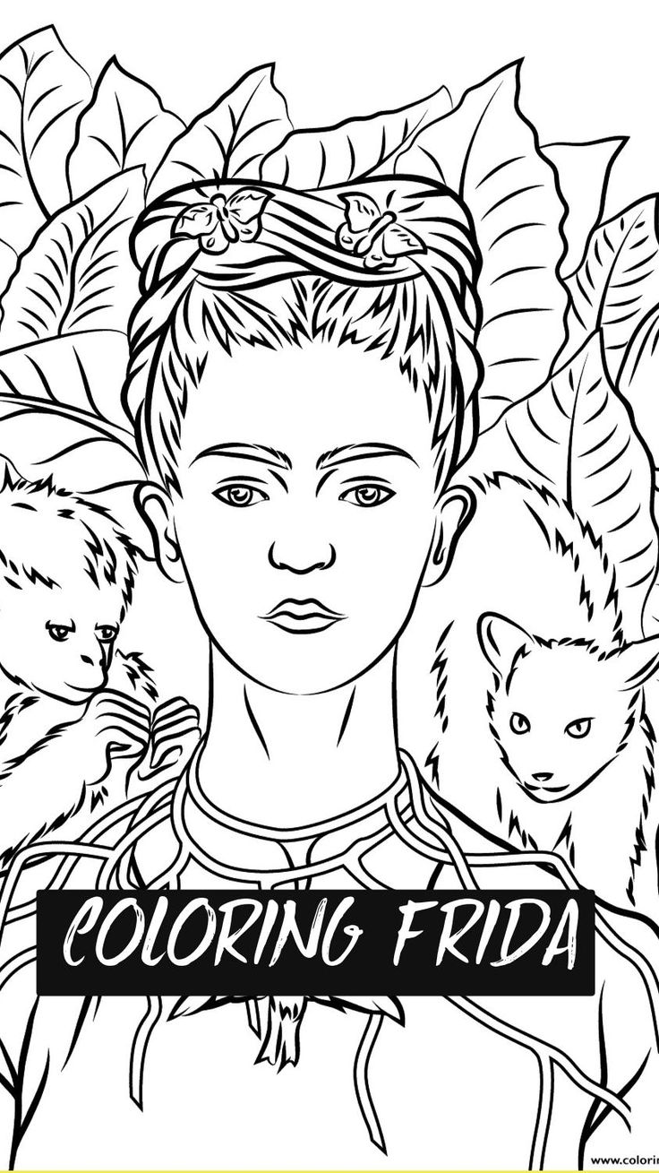 COLORING FRIDA Kahlo paintings Coloring pages Drawings