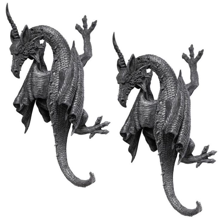 Design Toscano Gehörnter Drache von Devonshire 2er-Set Wandfigur Design Toscano Gehörnter Drache von Devonshire 2er-Set Wandfigur