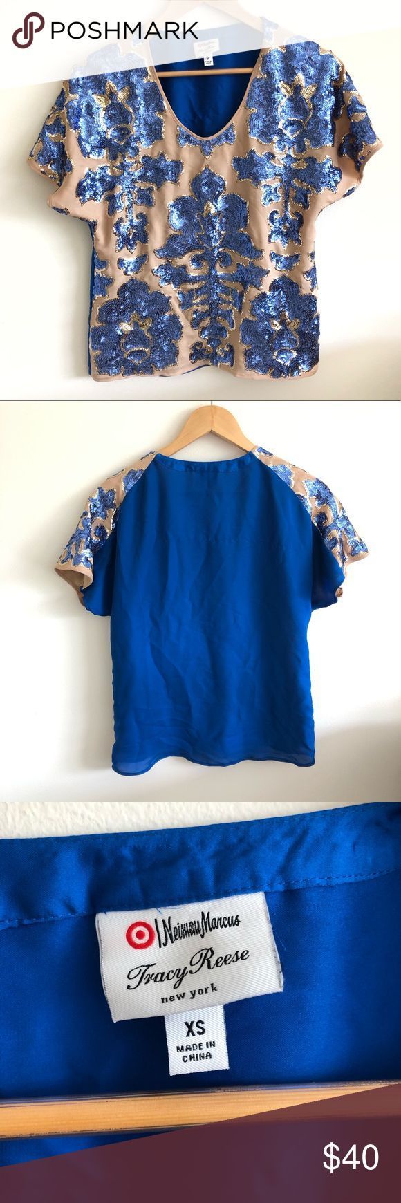 Tracy Reese Blue Sequin Short Sleeved Top Tracy Reese Blue Sequin Short Sleeved … Tracy Reese Blue Sequin Short Sleeved Top Tracy Reese Blue Sequin Short Sleeved …