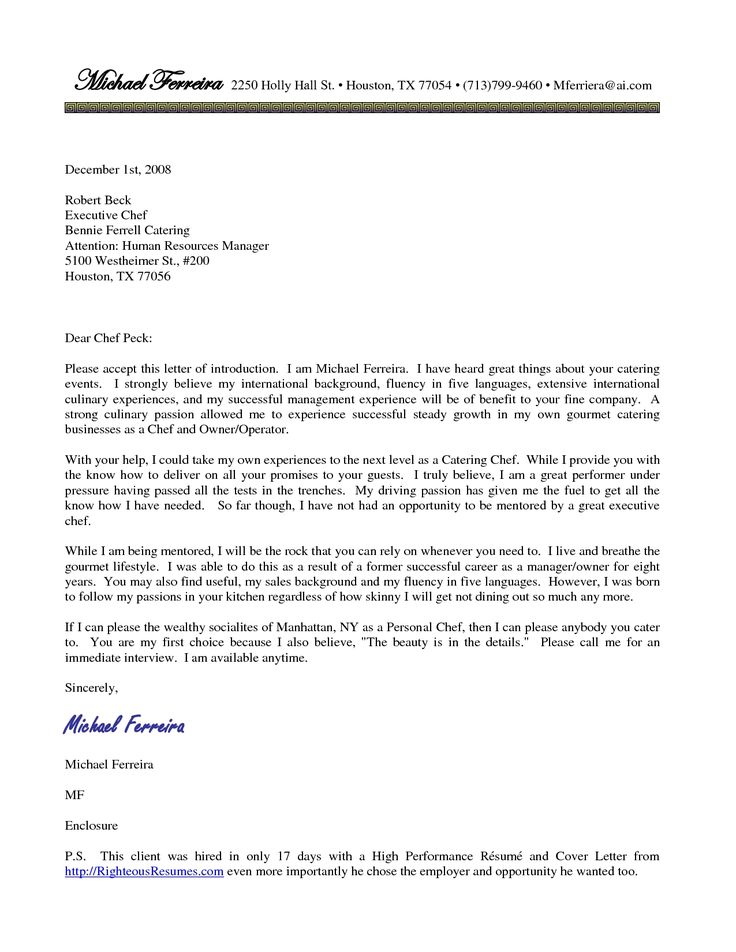 25+ melhores ideias de Sample letter head no Pinterest - cover letter for chef 25+ melhores ideias de Sample letter head no Pinterest - cover letter for chef