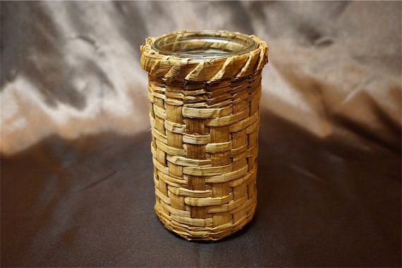 Cedar Basket Around a Recycled Glass Jar by CedarBaskets on Etsy