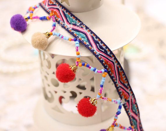 5Yards Embroidery Fringe Ribbon Glass Beads Tassel Lace Trim Fabric 1.57/'/' Width