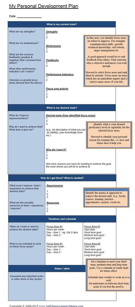 personal goal template