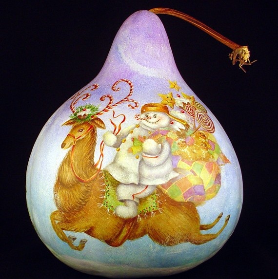 sweet snowman hand painted gourd hand painted gourds painted christmas gourds