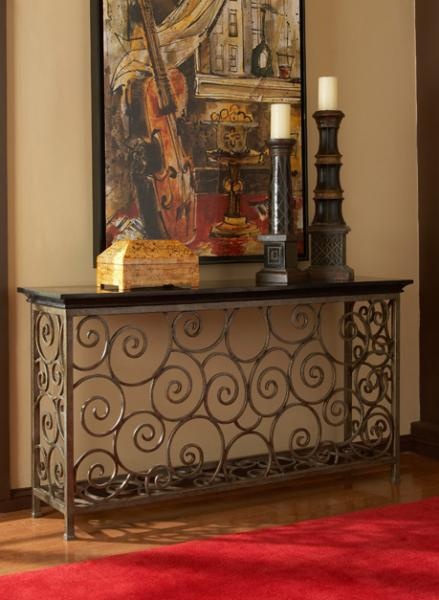 Scrolling Wrought Iron Console Table Complete With A Fossil Stone Scrolling Wrought Iron Console Table Complete With A Fossil Stone Top 1 750 Furniture Ideas Pinterest