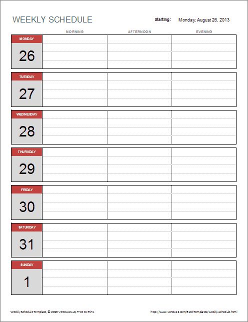 schedule outlines
