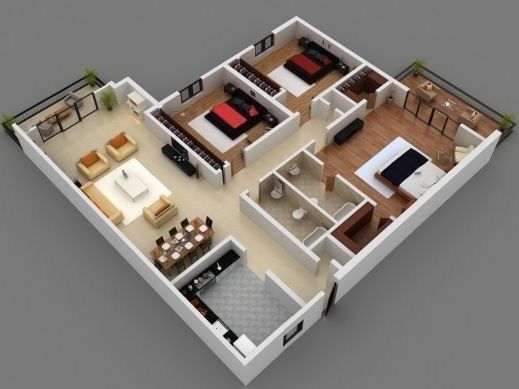 3d Virtual Floor Plan Design For Small Room Small House Floor Plans Floor Plan Design Small Room Plans