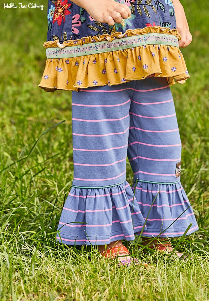 Matilda Jane Rose is a Rose Big Ruffle Pink White Leggings Pants Size 6 New
